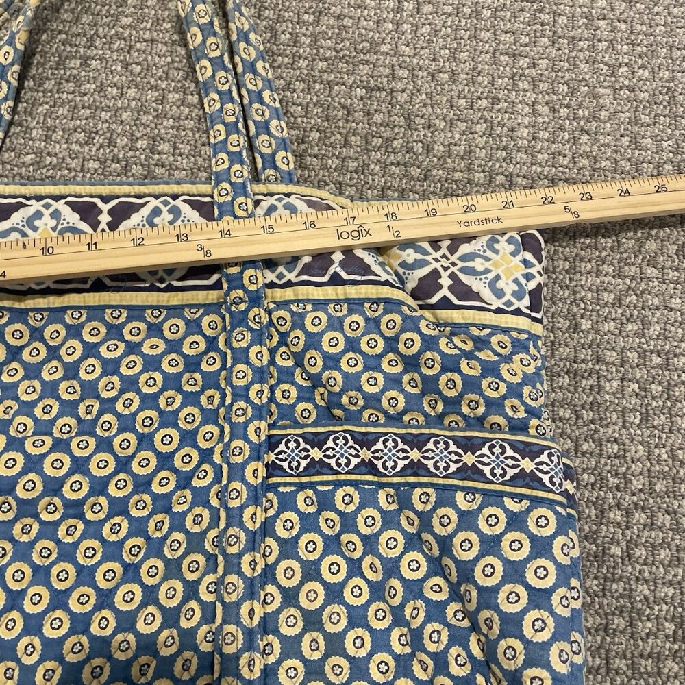 Vera Bradley Bag Villager Blue Yellow Large Shoulder Paisley Geometric Design - Picture 5 of 6